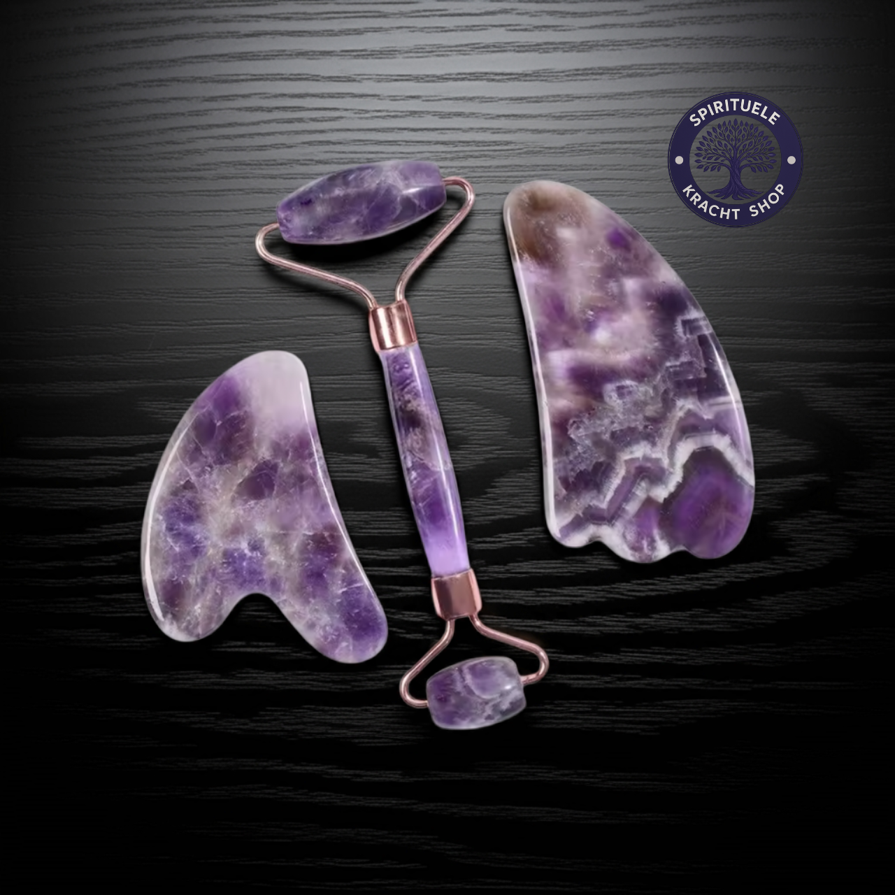 Amethist Gezichtsroller & Gua Sha Set
