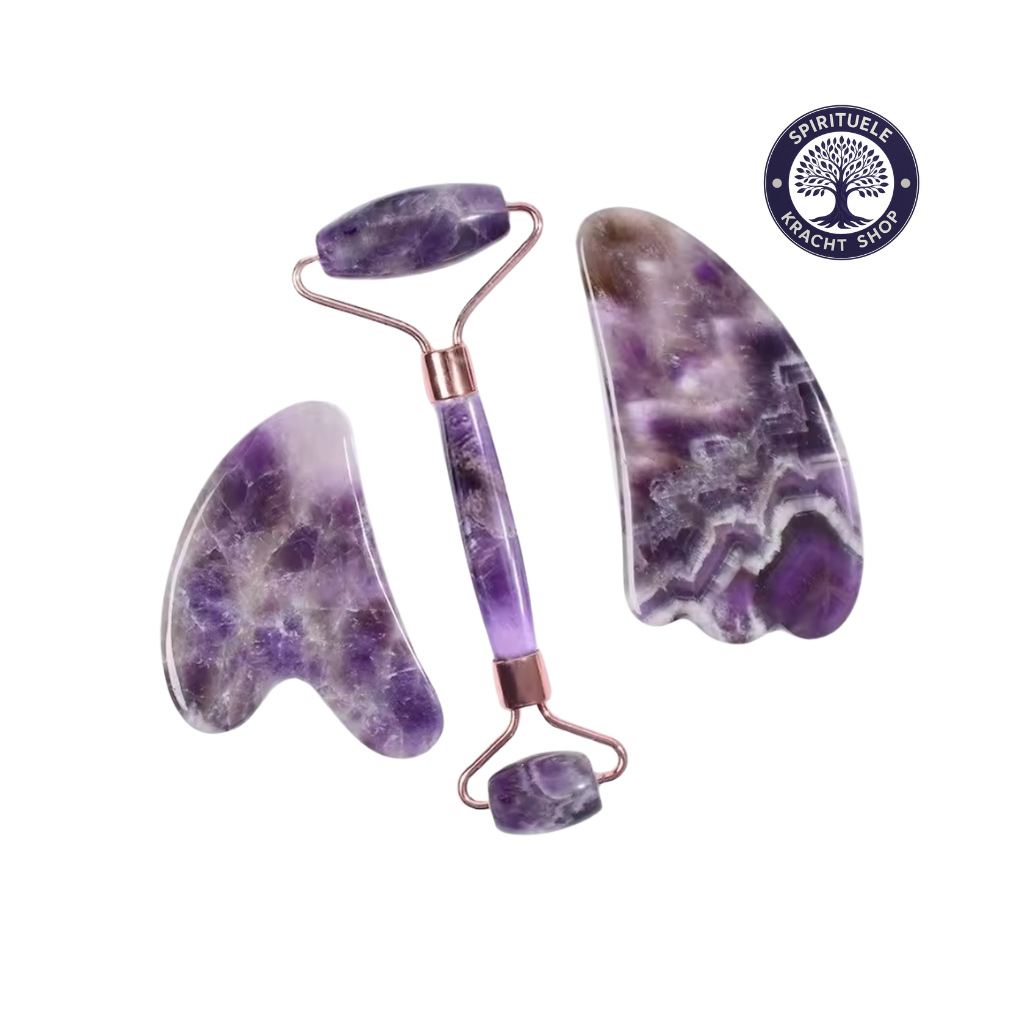 Amethist Gezichtsroller & Gua Sha Set