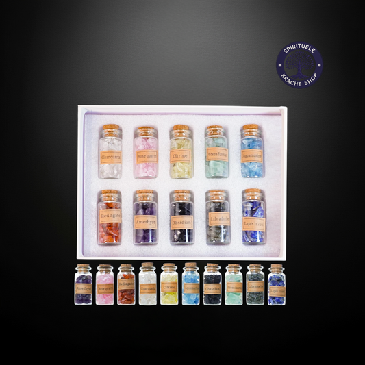 BeauFairy Kristallen Wensfles Set | 10 Mini Edelsteen Flessen