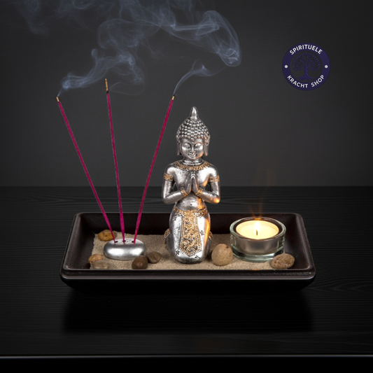 MIJOMA Meditatieset Boeddha | Theelichthouder, Wierook & Zand